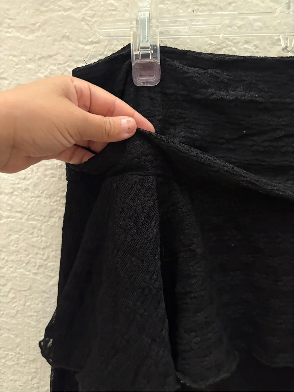 HYFVE Black Lace Tiered Skater Skirt